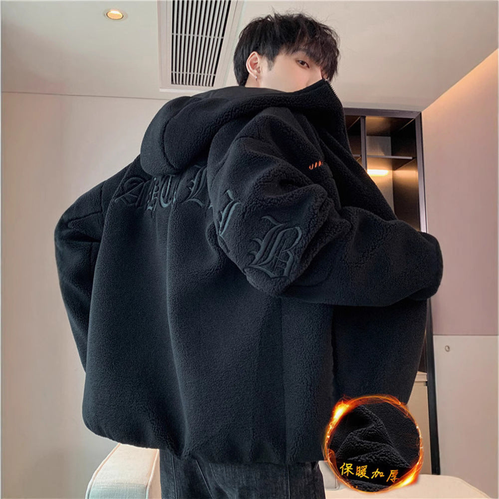 Chaqueta de Felpa Estilo Cordero para Hombre