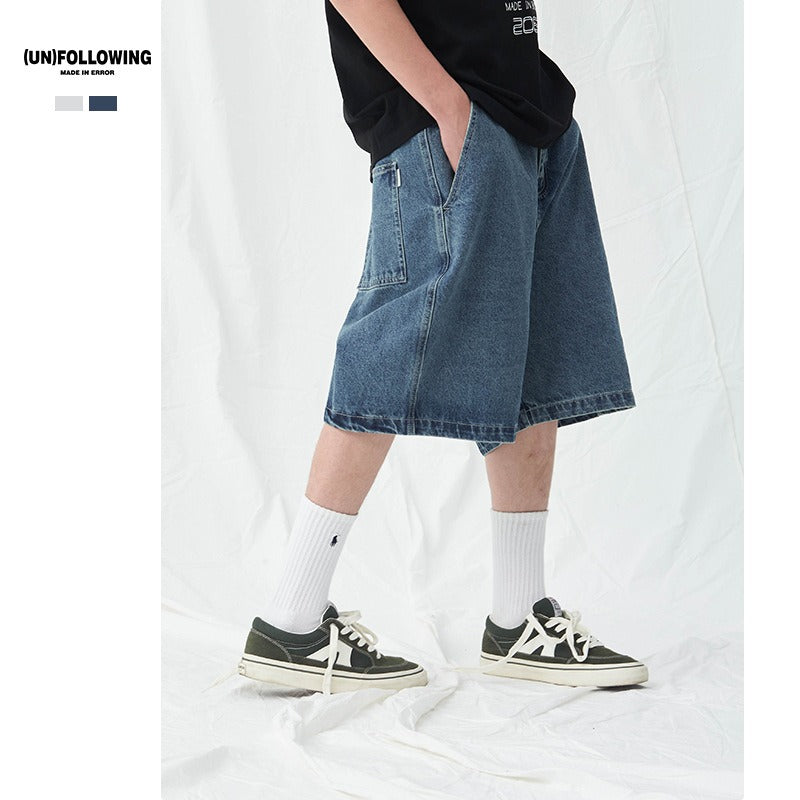 Shorts denim azul claro para hombre - Corte suelto casual