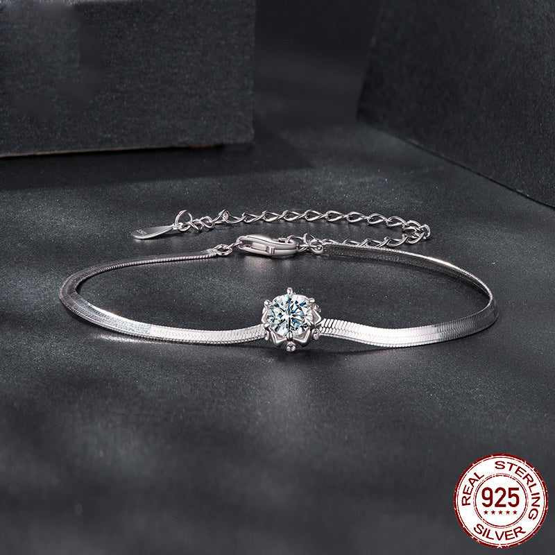 Pulsera de Flores en Plata 925 con Zircon - Regalo San Valentín