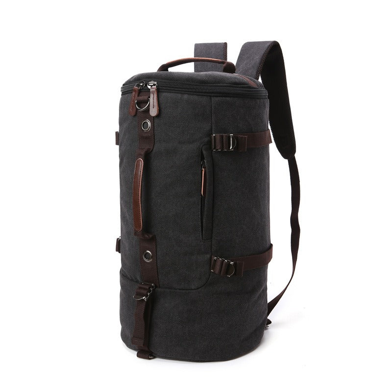 Mochila de viaje en canvas para hombre - Bolso cilíndrico multifuncional