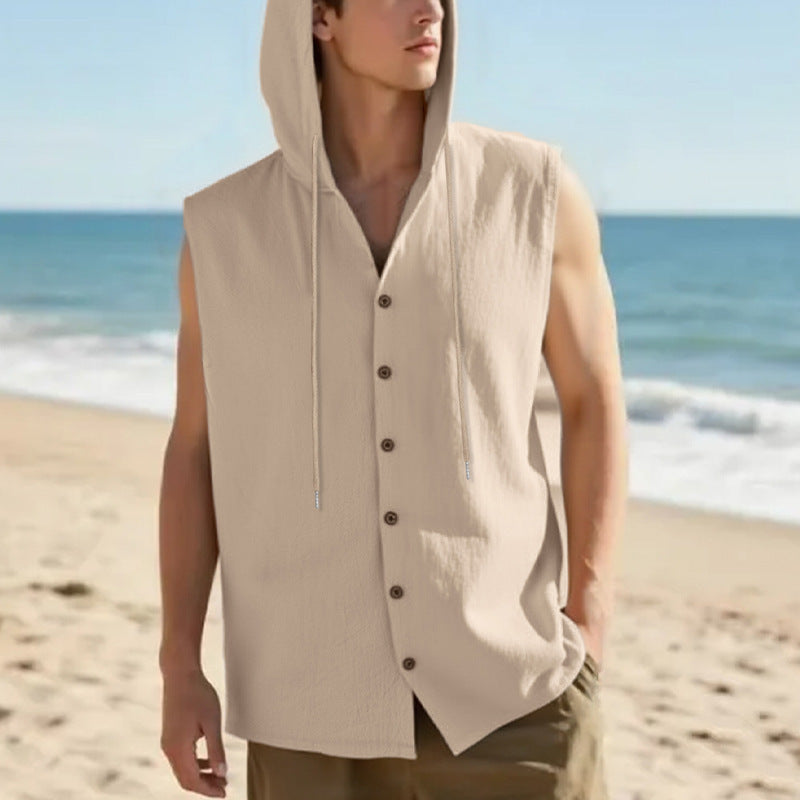 Chaleco de lino sin mangas para hombre - Casual transpirable verano