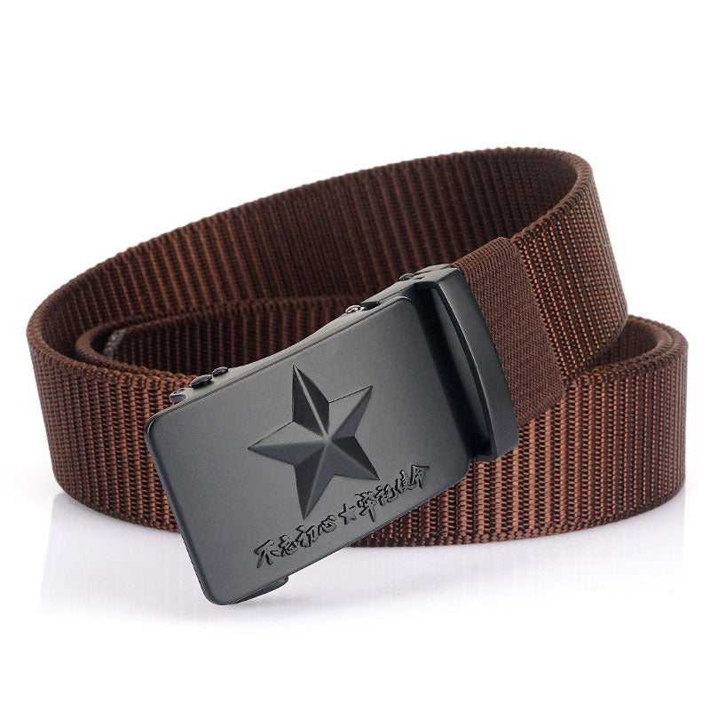 Cinturón Ancho de Lona para Hombre - Hebilla Automática Casual