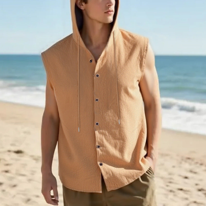 Chaleco de lino sin mangas para hombre - Casual transpirable verano