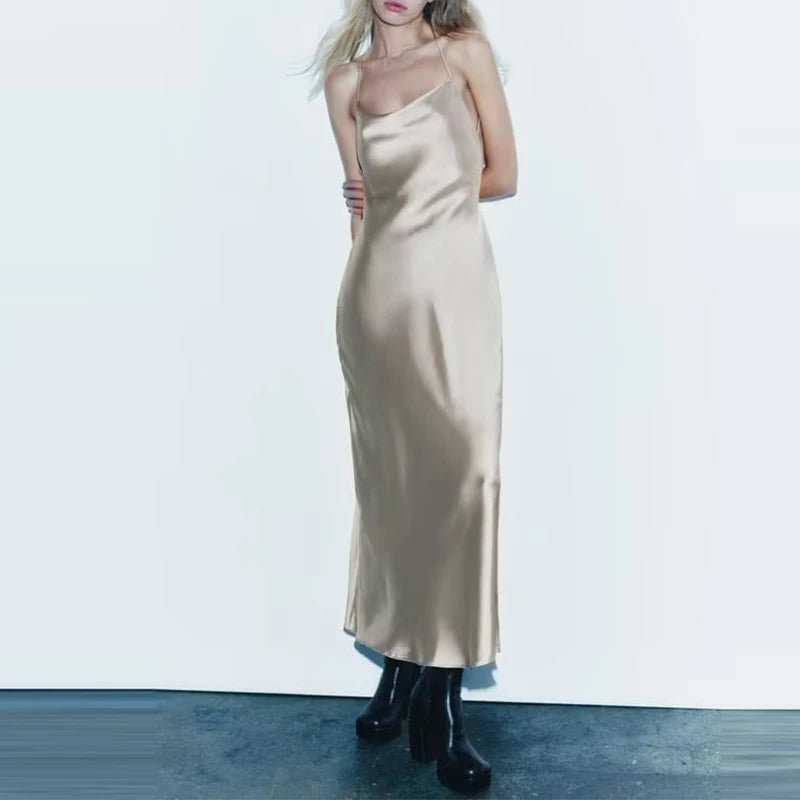 Vestido Largo Elegante de Tirantes para Mujer