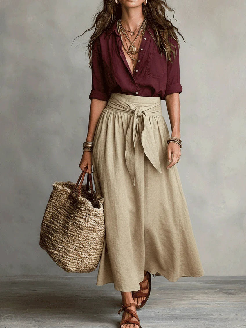 Conjunto de Dos Piezas Falda y Blusa para Mujer