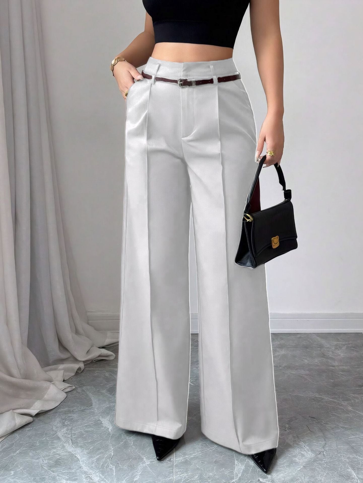Pantalones Rectos de Talle Alto para Mujer