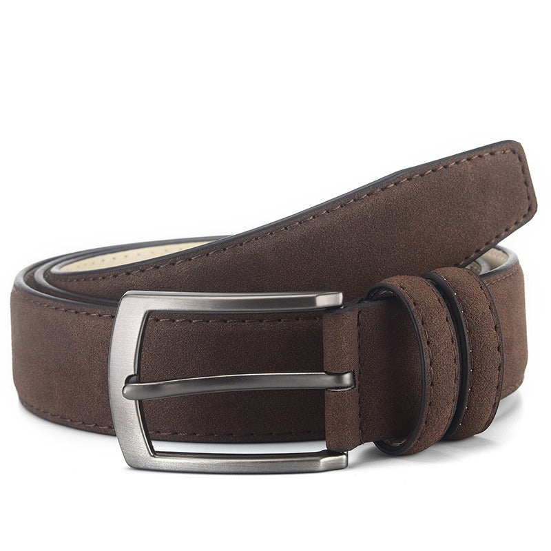 Cinturón de Ante Retro para Hombre - Hebilla de Aguja Casual