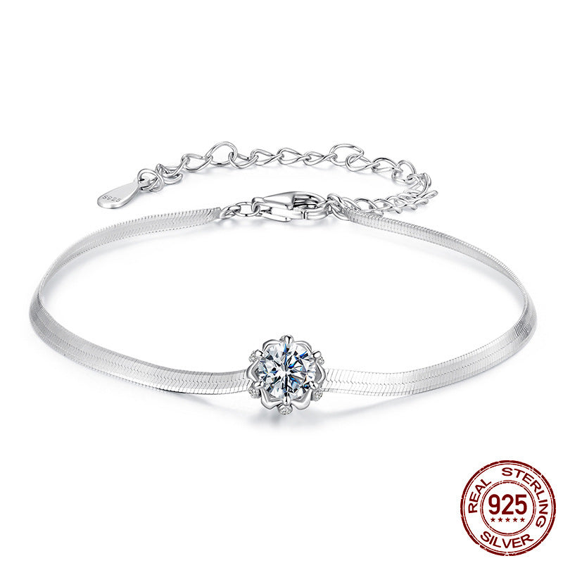 Pulsera de Flores en Plata 925 con Zircon - Regalo San Valentín