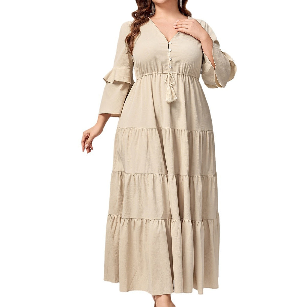 Vestido Maxi Elegante con Escote en V para Mujer
