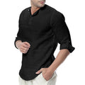 Camisa de lino manga larga para hombre - Casual transpirable