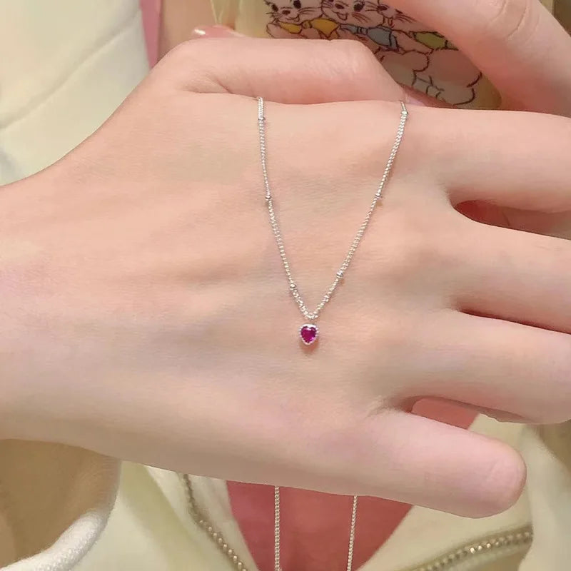 Collar Entrelazado de Plata 925 con Zircon y Corazón para Mujer