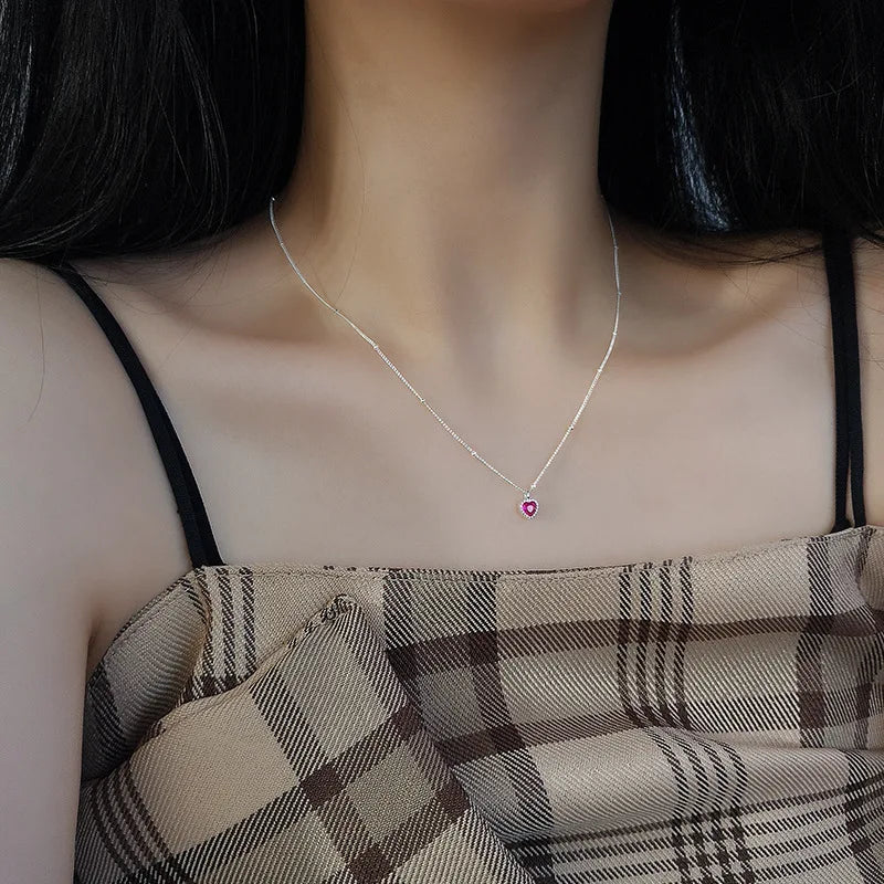 Collar Entrelazado de Plata 925 con Zircon y Corazón para Mujer
