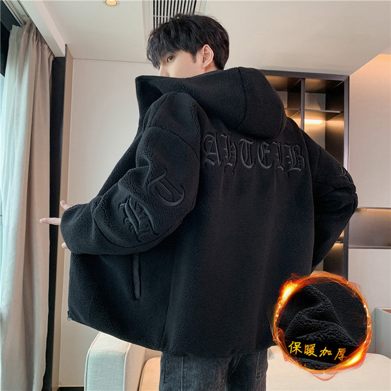 Chaqueta de Felpa Estilo Cordero para Hombre