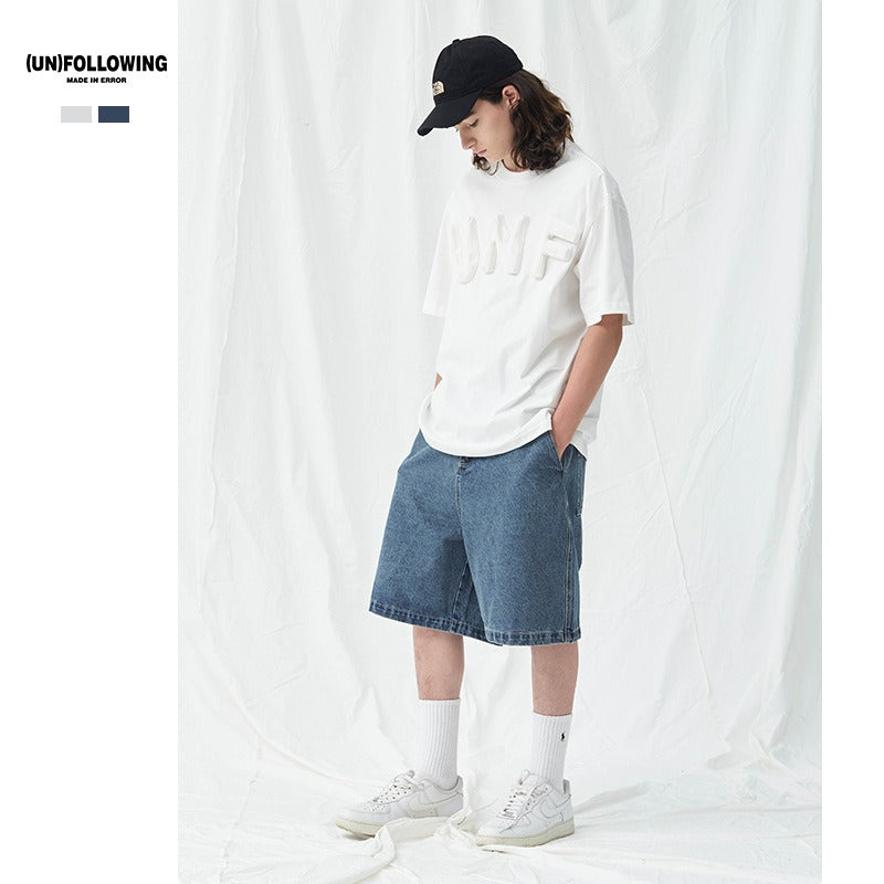 Shorts denim azul claro para hombre - Corte suelto casual