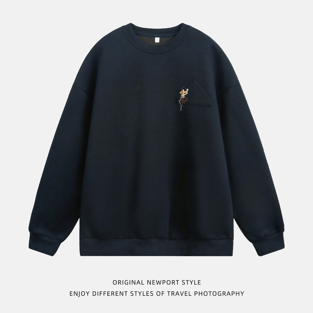 Sudadera Bordada Cuello Redondo para Hombre