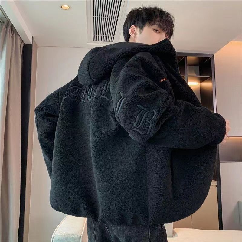 Chaqueta de Felpa Estilo Cordero para Hombre