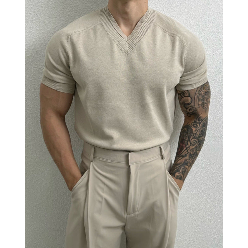 Camiseta cuello V manga raglán para hombre - Verano casual
