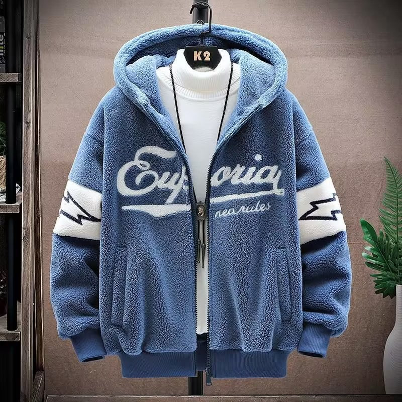 Chaqueta de Felpa Estilo Cordero para Hombre