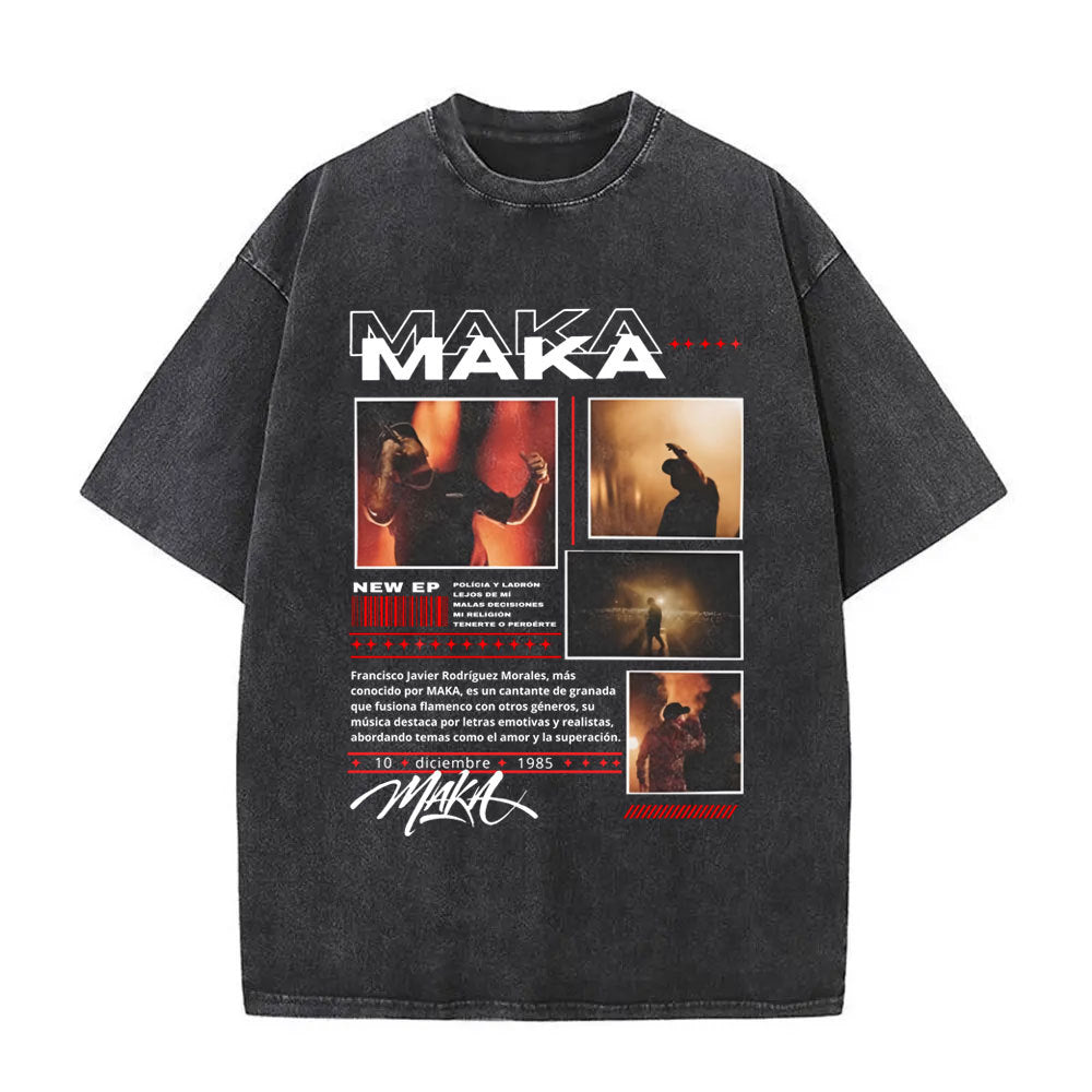 Camiseta Vintage Lavada Estilo Rapper Unisex