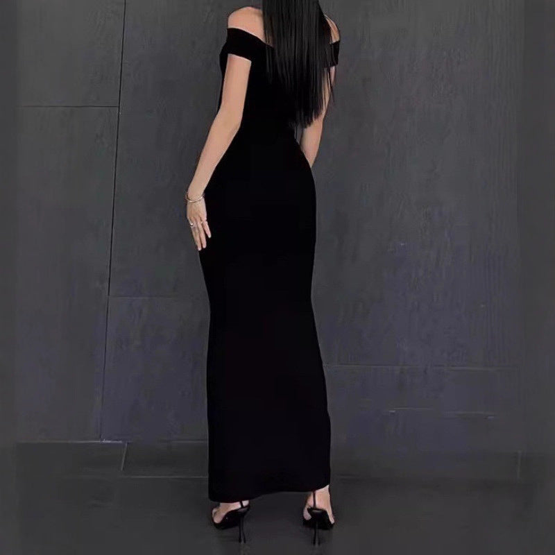 Vestido largo bodycon sin tirantes color sólido - Talle ajustado
