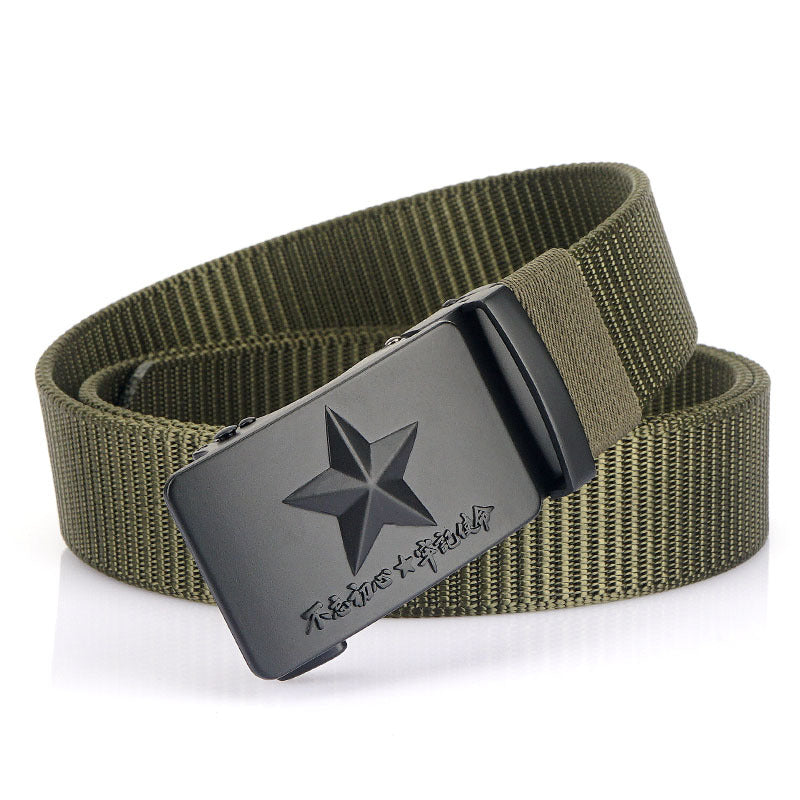 Cinturón Ancho de Lona para Hombre - Hebilla Automática Casual