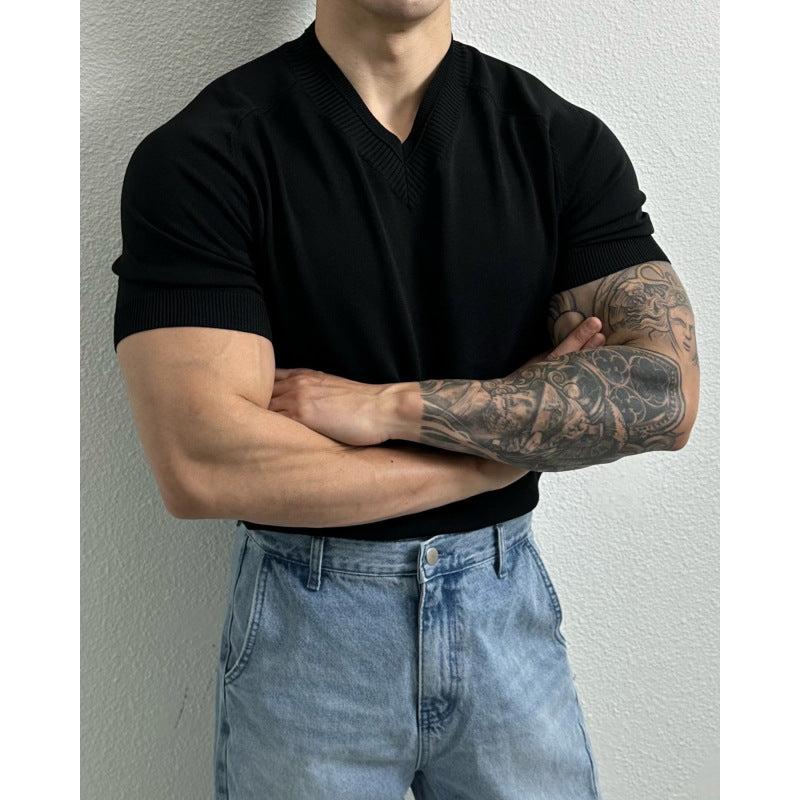 Camiseta cuello V manga raglán para hombre - Verano casual