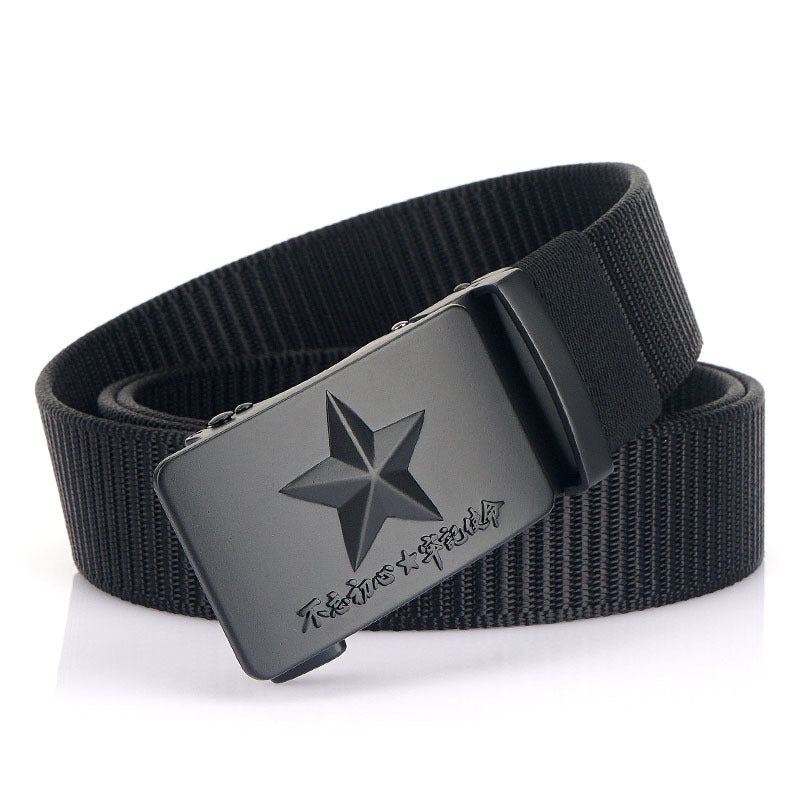 Cinturón Ancho de Lona para Hombre - Hebilla Automática Casual