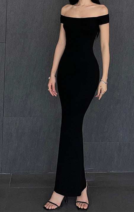 Vestido largo bodycon sin tirantes color sólido - Talle ajustado