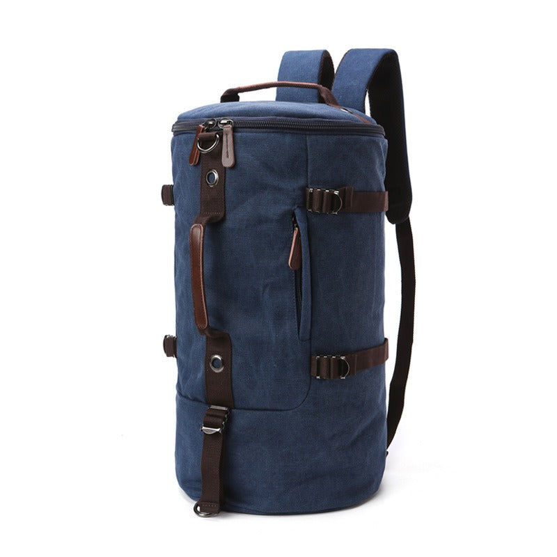 Mochila de viaje en canvas para hombre - Bolso cilíndrico multifuncional