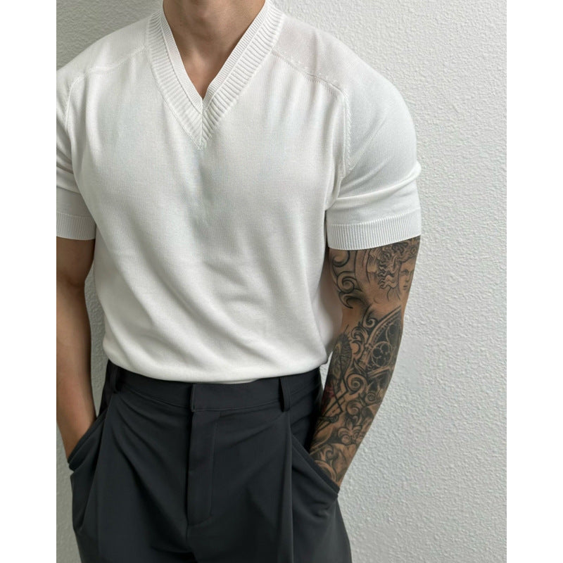 Camiseta cuello V manga raglán para hombre - Verano casual