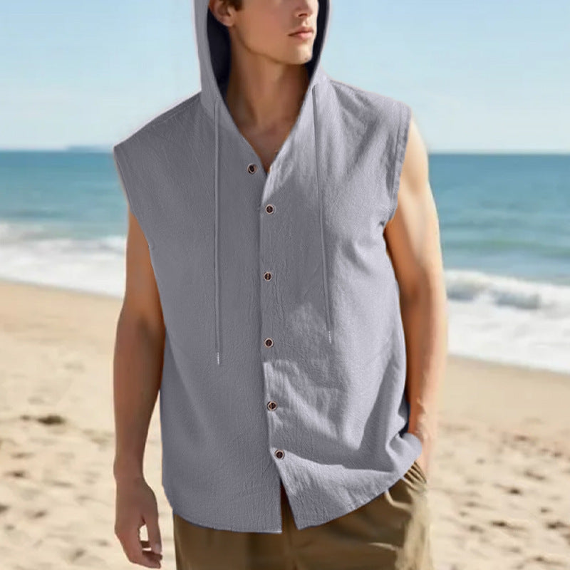 Chaleco de lino sin mangas para hombre - Casual transpirable verano