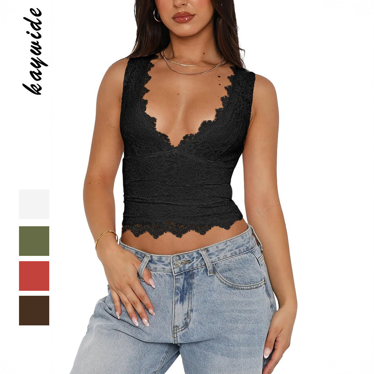 Crop Top de Encaje Estilo Y2K para Mujer