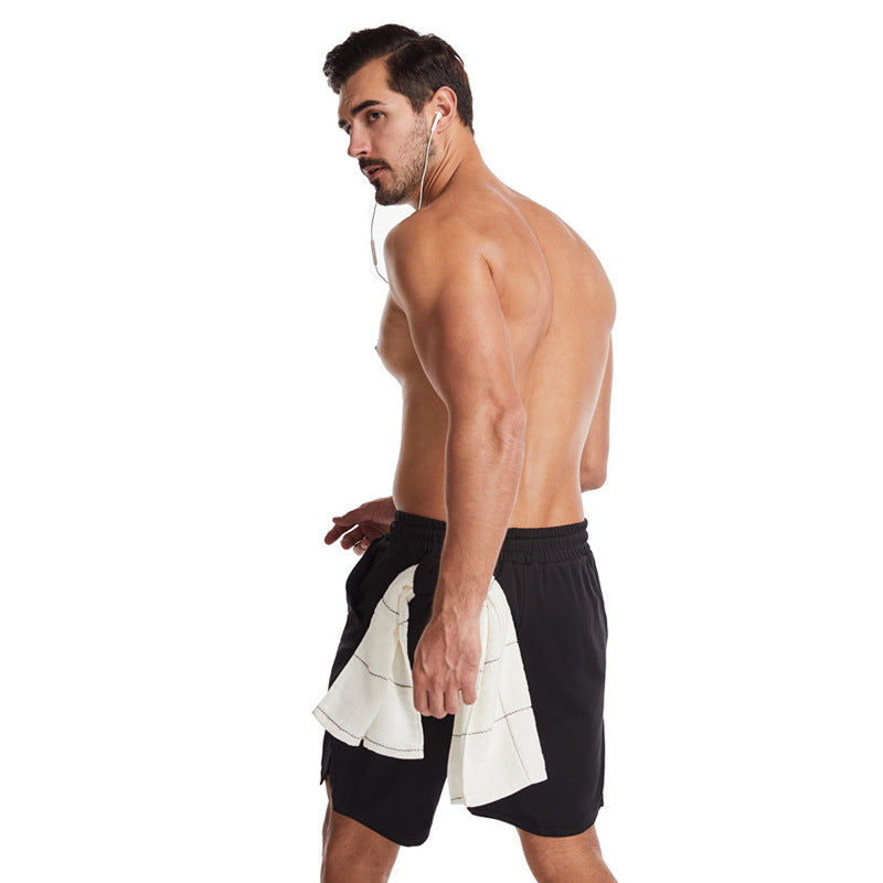 Men's Running Earphone Shorts, Quick-Dry Athletic Shorts, Fitness Fashionable Trendy Anti-See-Through Five-Inch Shorts