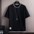 Camiseta casual color sólido para hombre - Manga corta cuello redondo