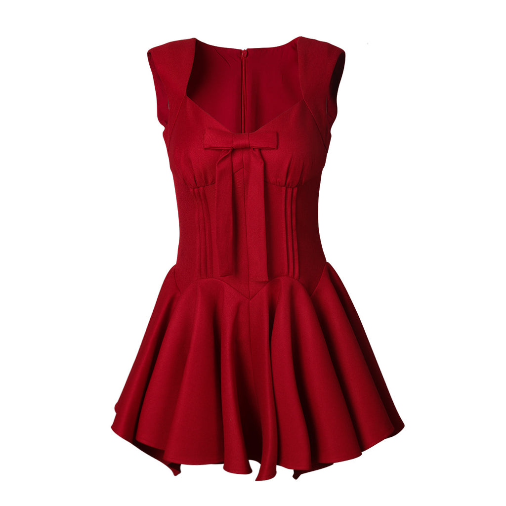 Vestido princesa corto con lazo y falda voluminosa - Verano