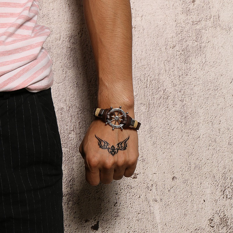Pulsera Retro para Hombre - Diseño Timón y Cuerda