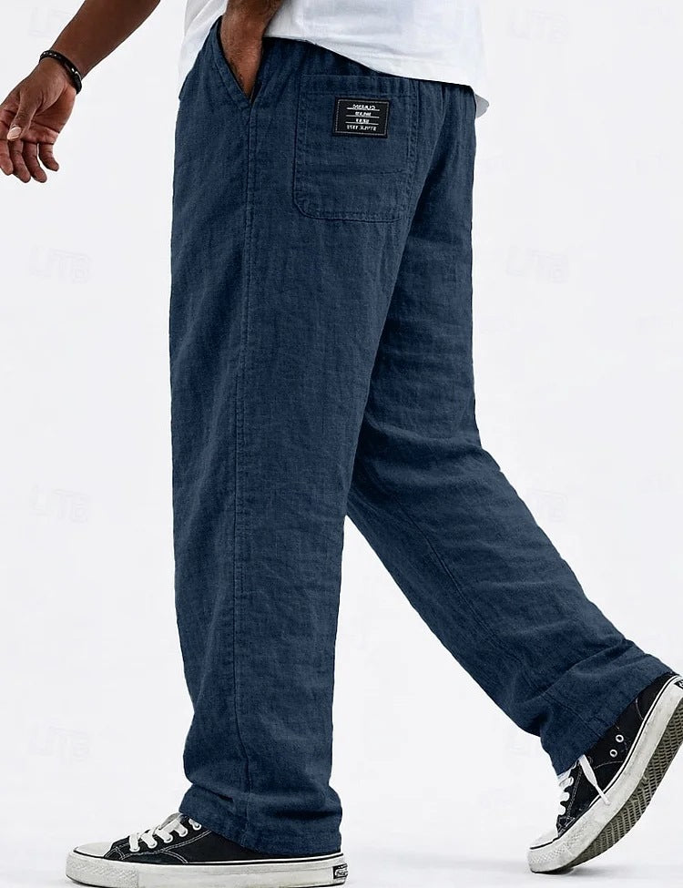 Pantalón Casual de Lino y Algodón Pierna Ancha para Hombre
