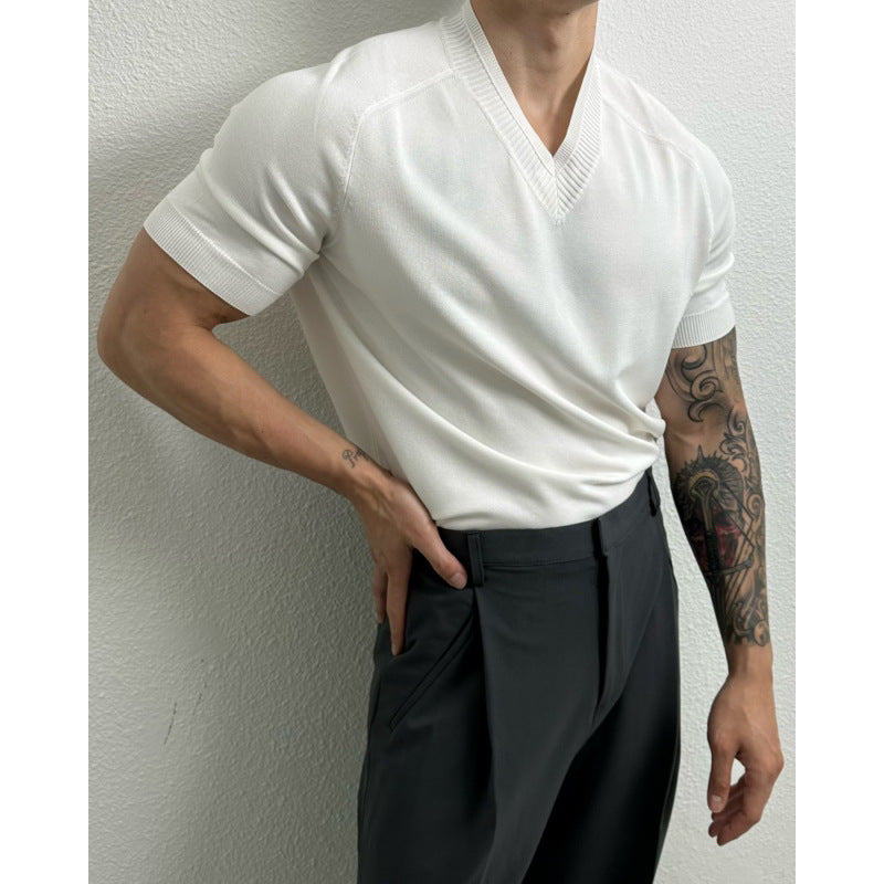 Camiseta cuello V manga raglán para hombre - Verano casual