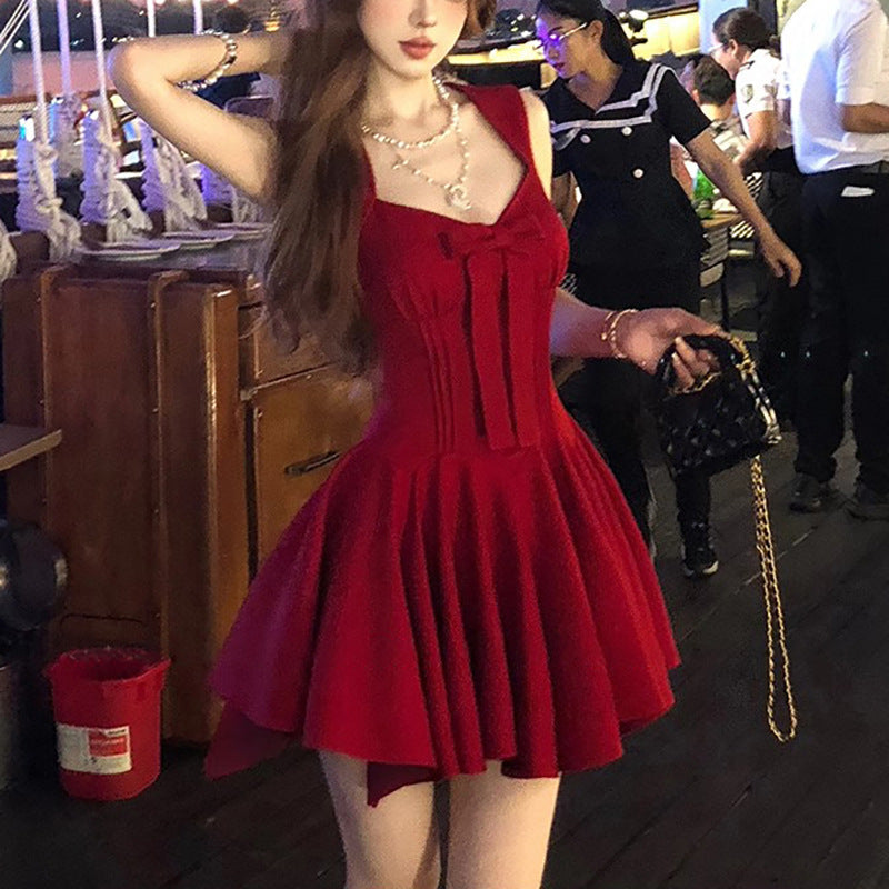 Vestido princesa corto con lazo y falda voluminosa - Verano