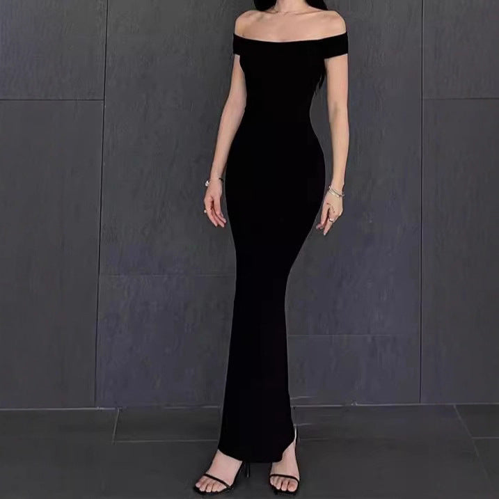 Vestido largo bodycon sin tirantes color sólido - Talle ajustado