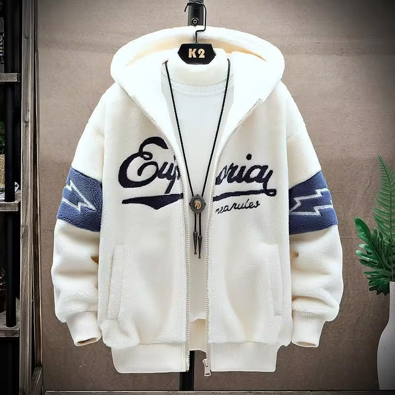 Chaqueta de Felpa Estilo Cordero para Hombre
