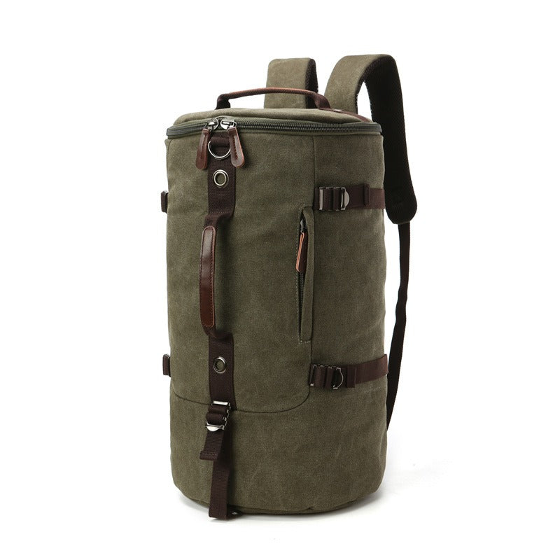 Mochila de viaje en canvas para hombre - Bolso cilíndrico multifuncional