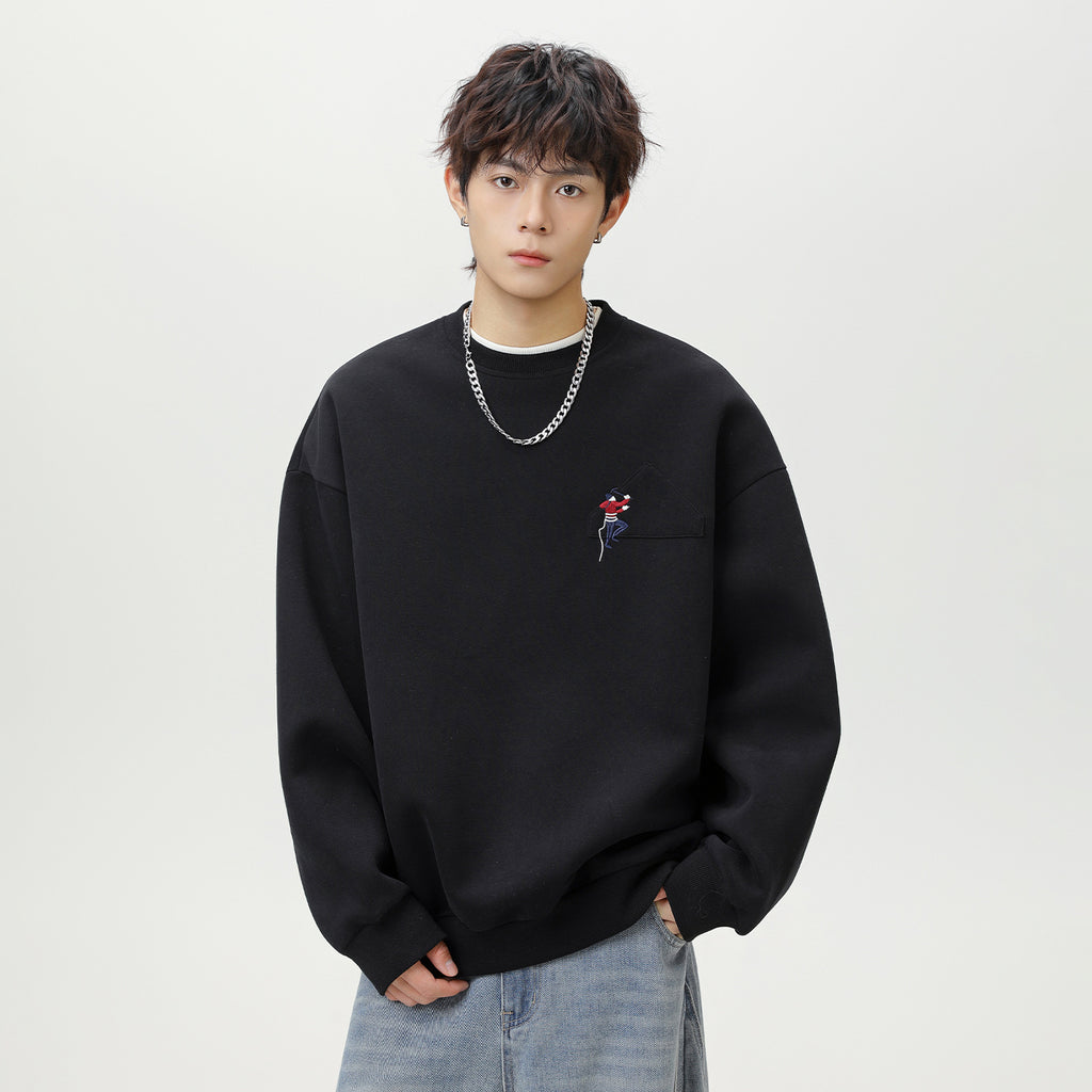 Sudadera Bordada Cuello Redondo para Hombre