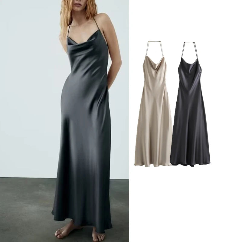 Vestido Largo Elegante de Tirantes para Mujer