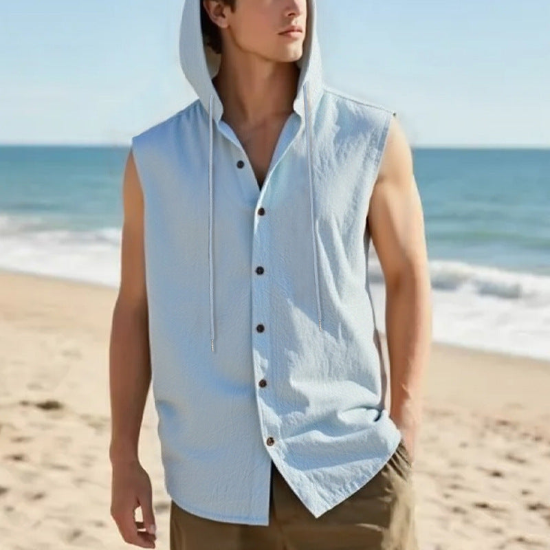 Chaleco de lino sin mangas para hombre - Casual transpirable verano