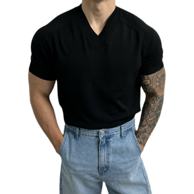 Camiseta cuello V manga raglán para hombre - Verano casual