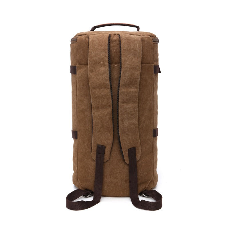Mochila de viaje en canvas para hombre - Bolso cilíndrico multifuncional