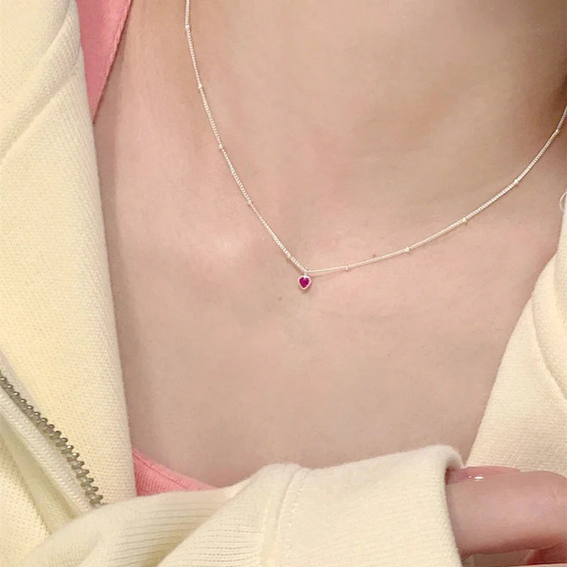 Collar Entrelazado de Plata 925 con Zircon y Corazón para Mujer