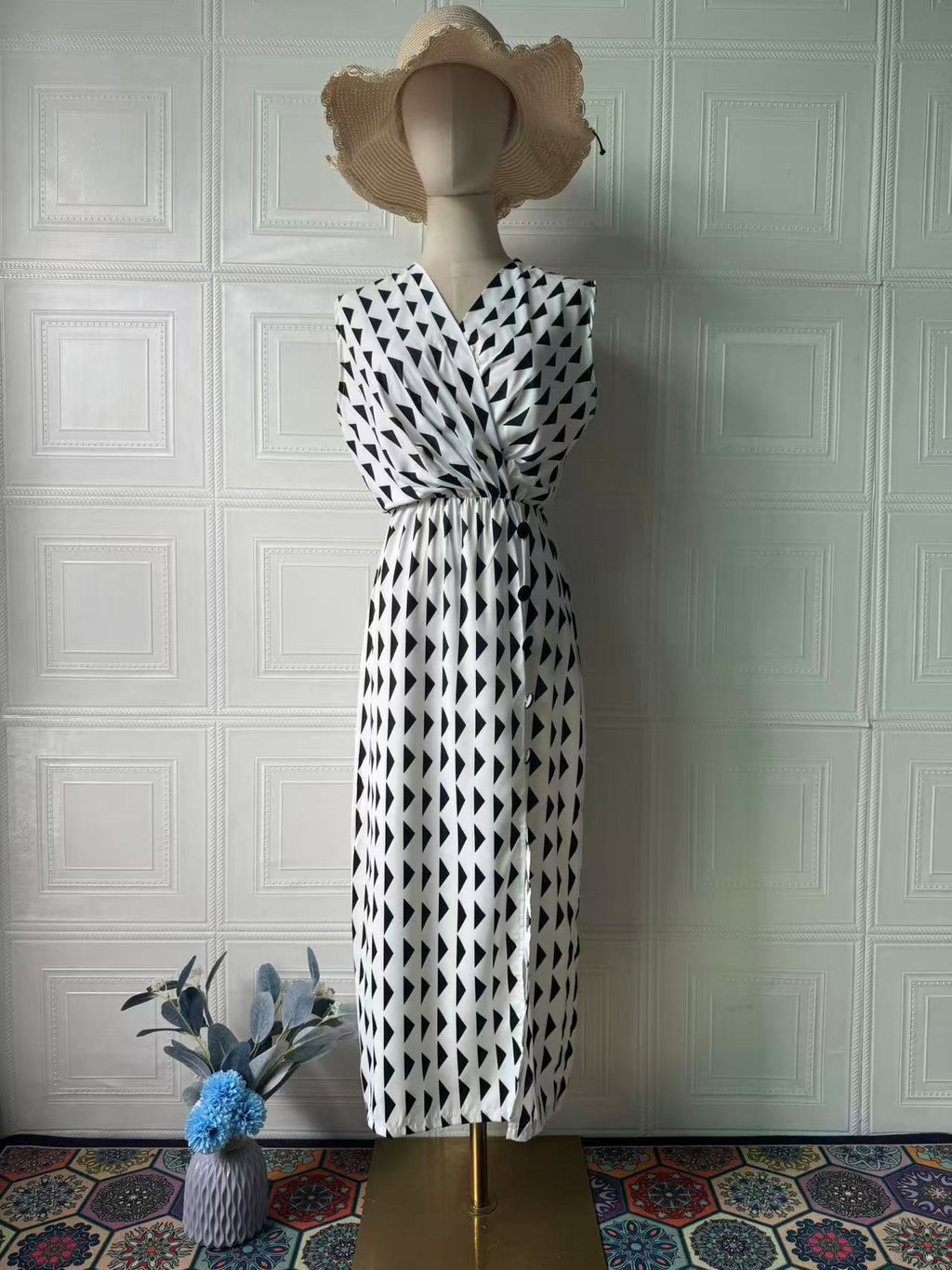 Vestido largo casual escote en V - Estilo retro elegante