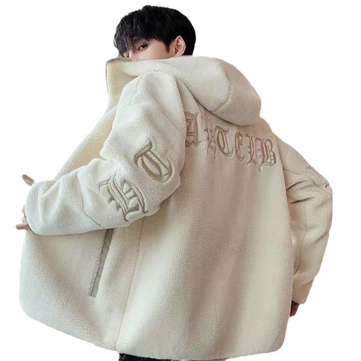 Chaqueta de Felpa Estilo Cordero para Hombre